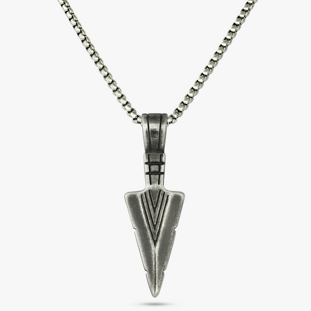 Buy Revere Men s Gunmetal Stainless Steel Spearhead Pendant Mens necklaces and chains Argos
