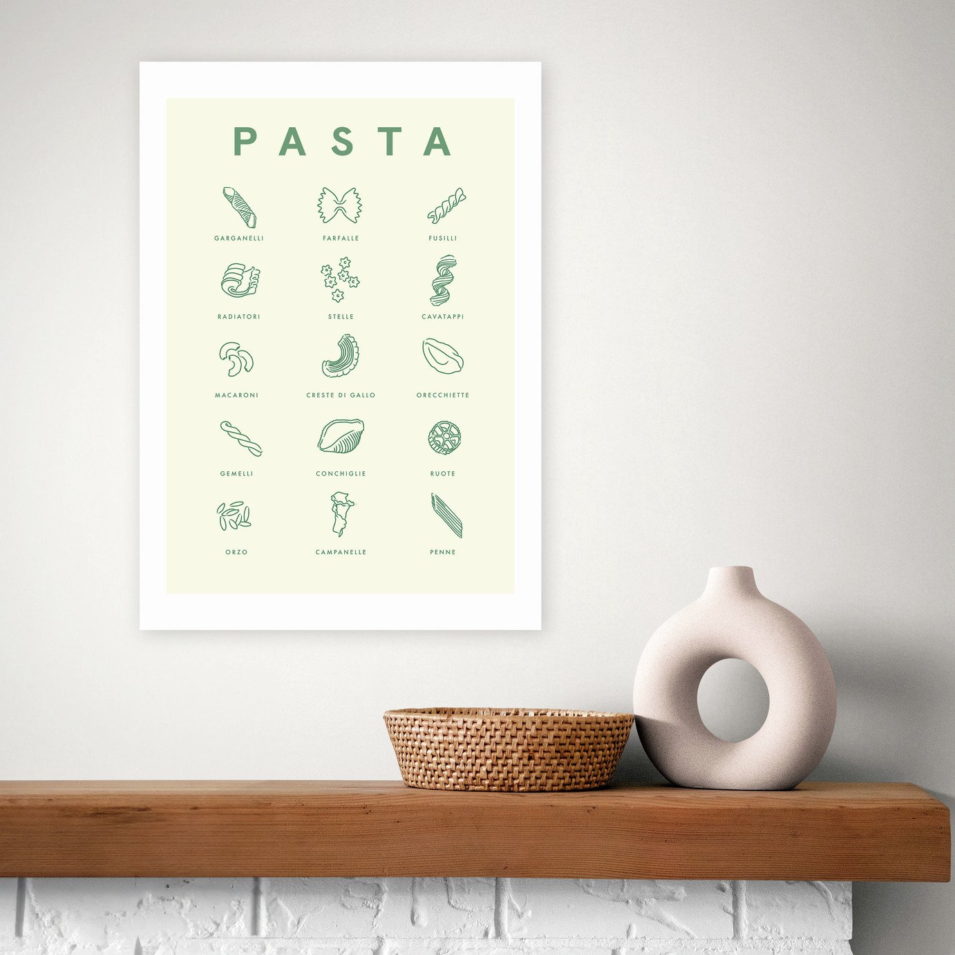 East End Prints Pasta Guide Art Print
