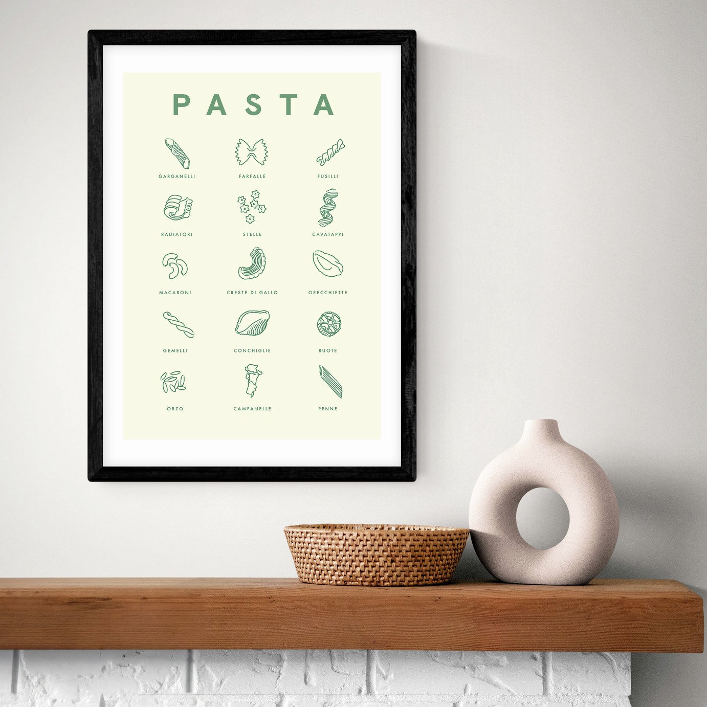 East End Prints Pasta Guide Art Print