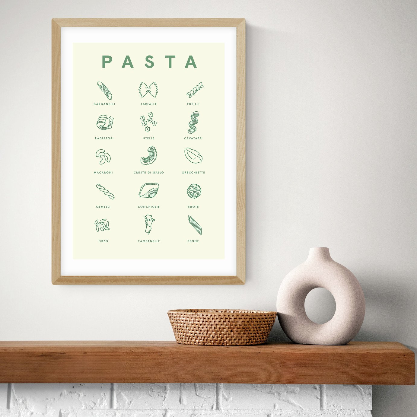East End Prints Pasta Guide Art Print