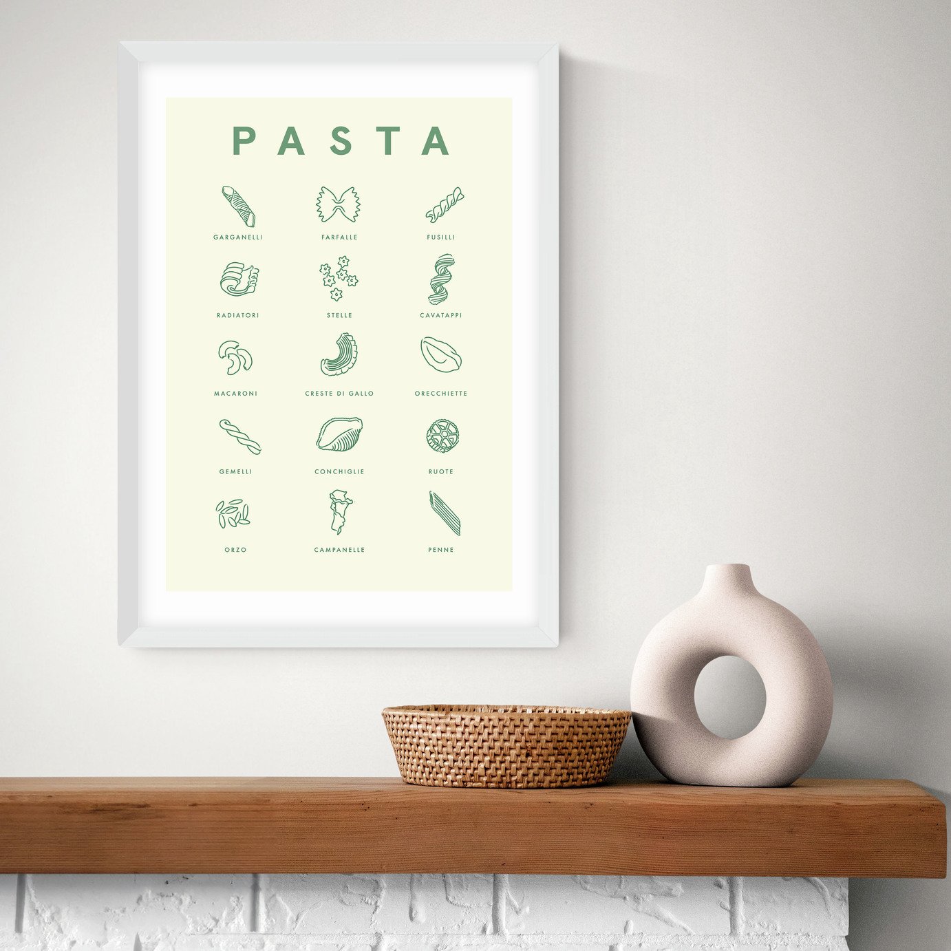 East End Prints Pasta Guide Art Print