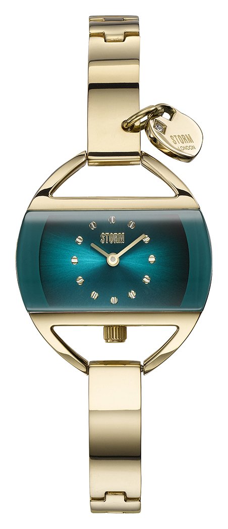 STORM Temptress Charm 21k Gold Plated Strap Teal Dial Watch