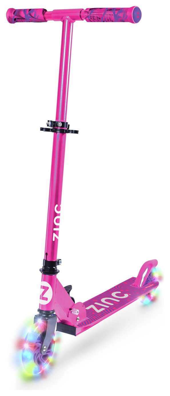 Zinc Identity Light Up Foldable 2 Wheel Scooter - Pink