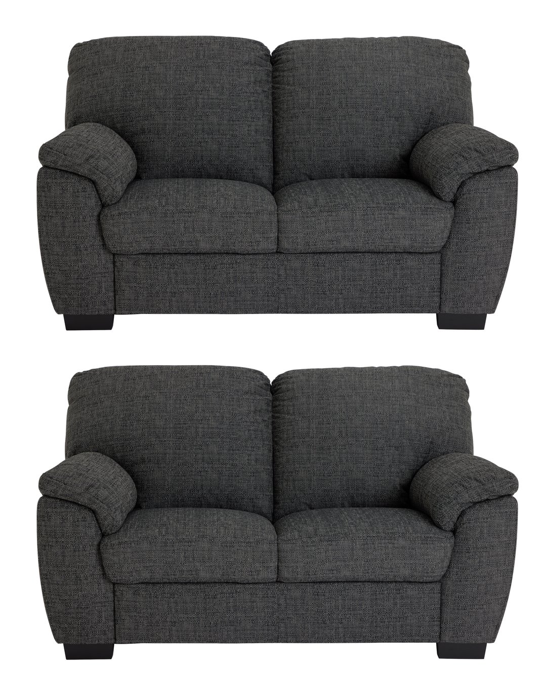 Argos Home Milano Pair of Fabric 2 Seater Sofa - Charcoal