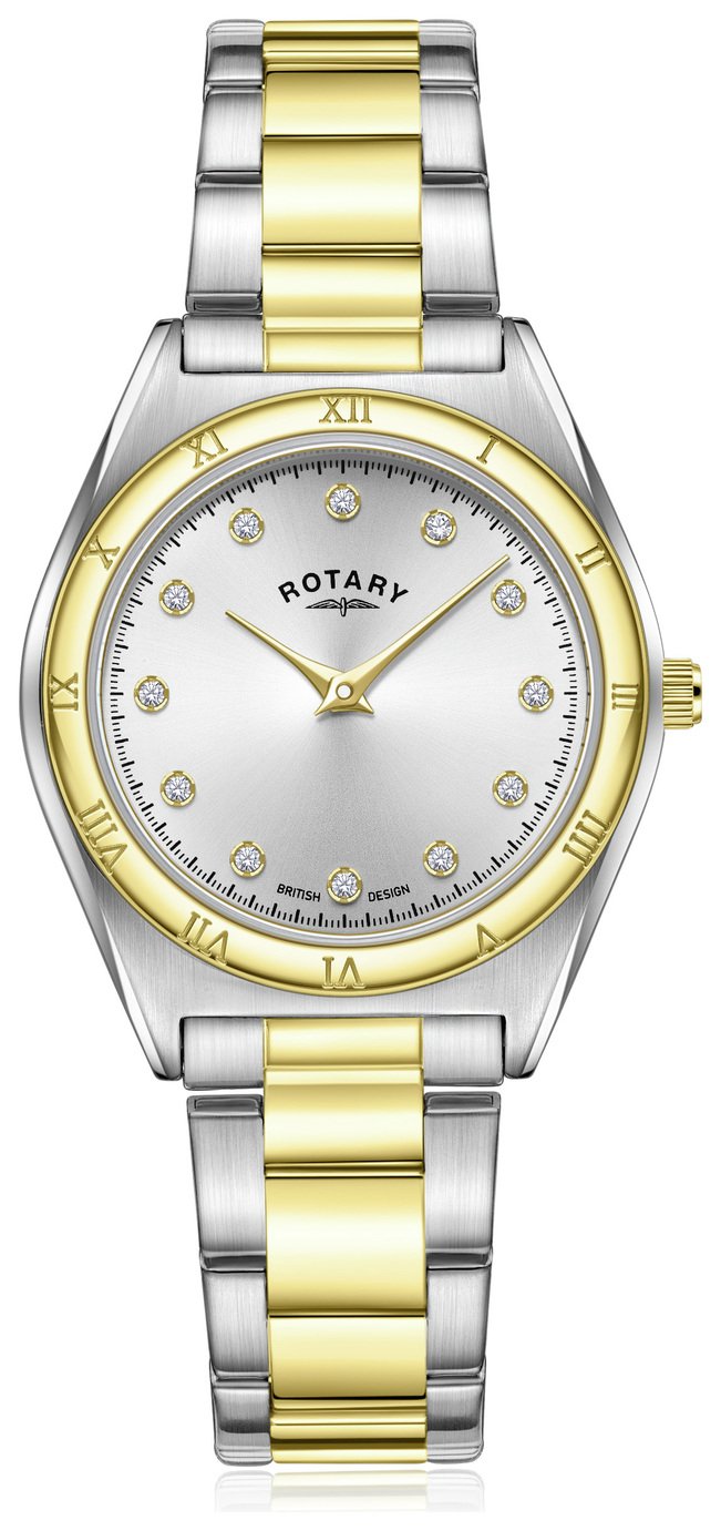Rotary Ladies Two Tone Stainless Steel Silver Bracelet Watch