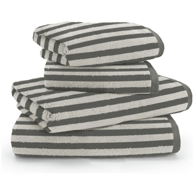 Buy Habitat Grey Stripe 4 Piece Towel Bale Towels Habitat