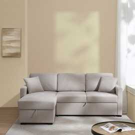 Habitat Reagan Left Hand Storage Corner Chaise Sofa Bed - Natural