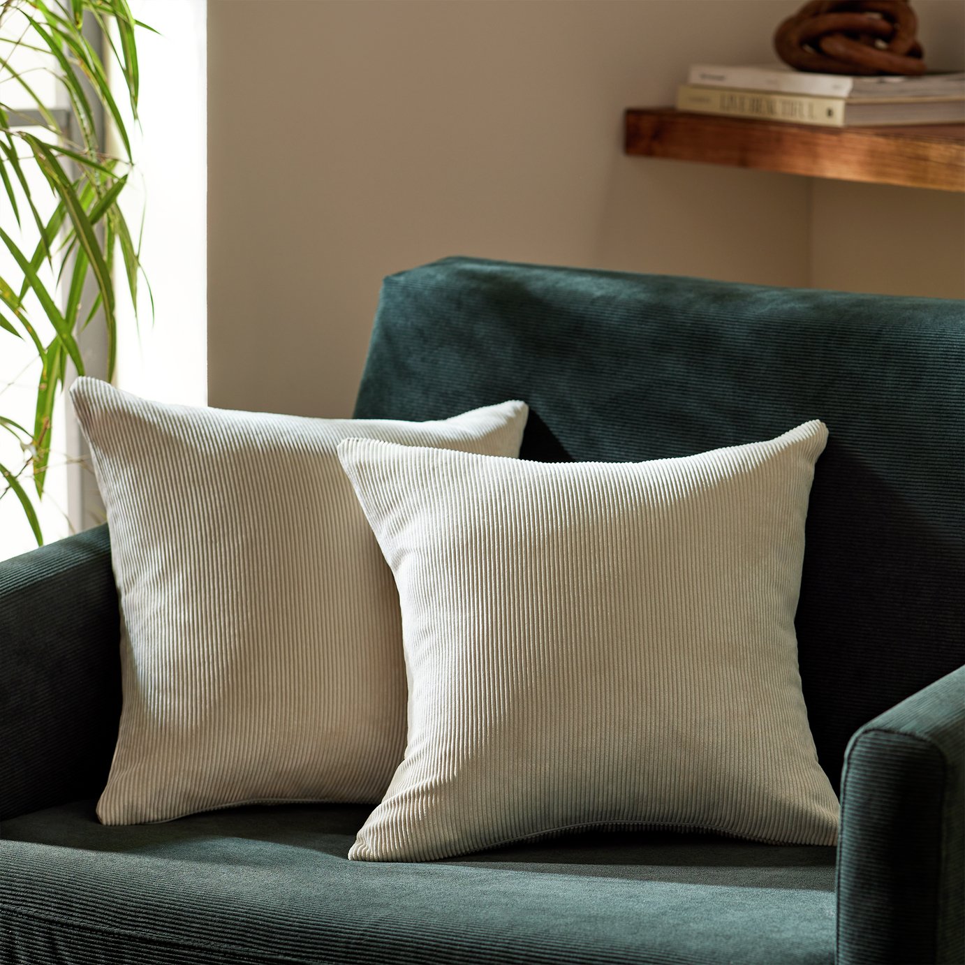 Habitat Cord Cushion Cover - 2 Pack - Oatmeal - 43x43cm