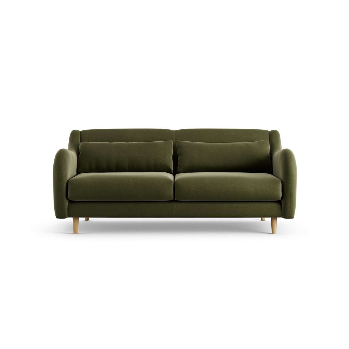 Habitat Turnmill Velvet 2 Seater Sofa - Moss Green - Ash Leg
