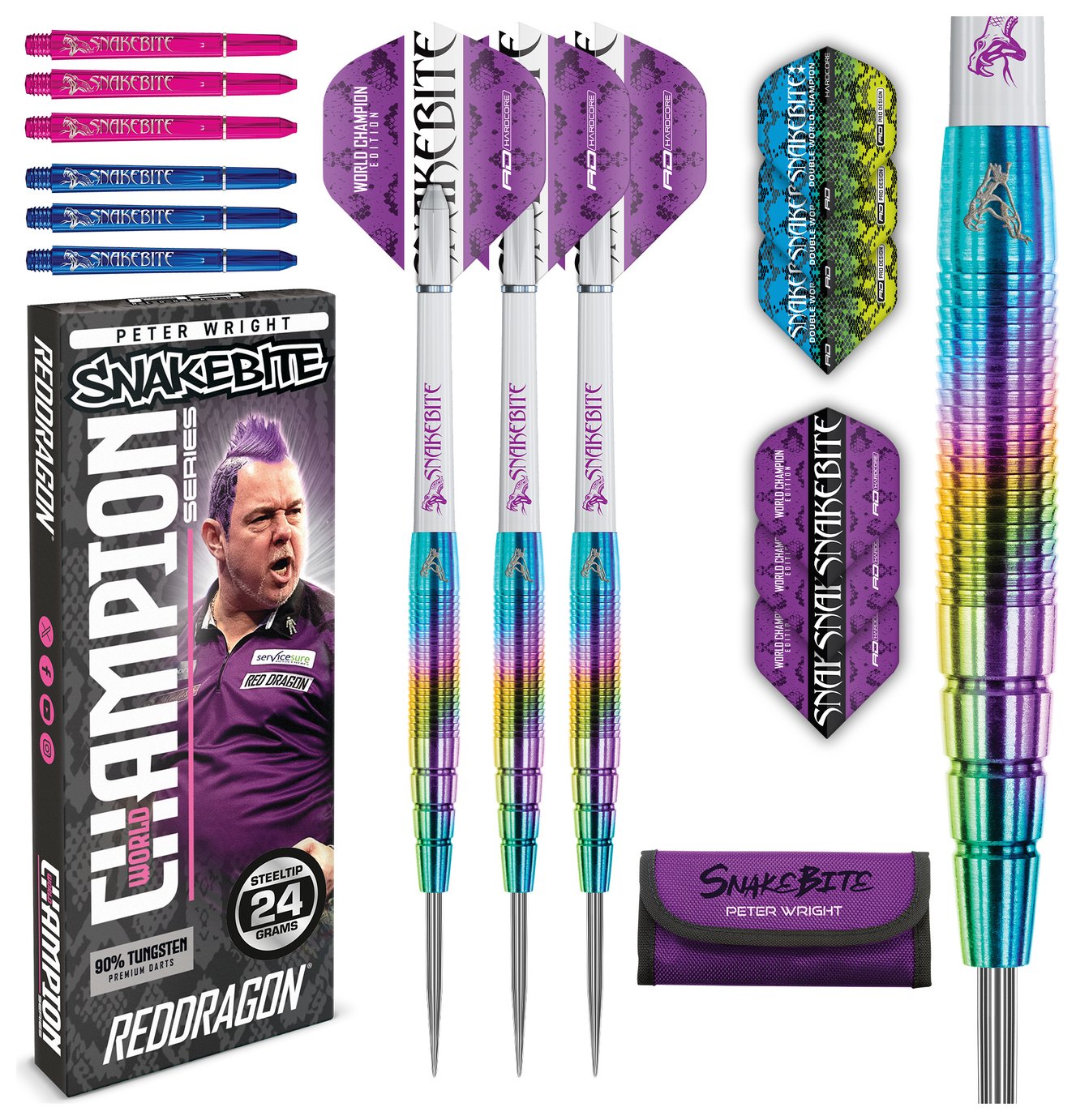 Red Dragon Peter Wright Snakebite 24g 90% Tungsten Darts Set