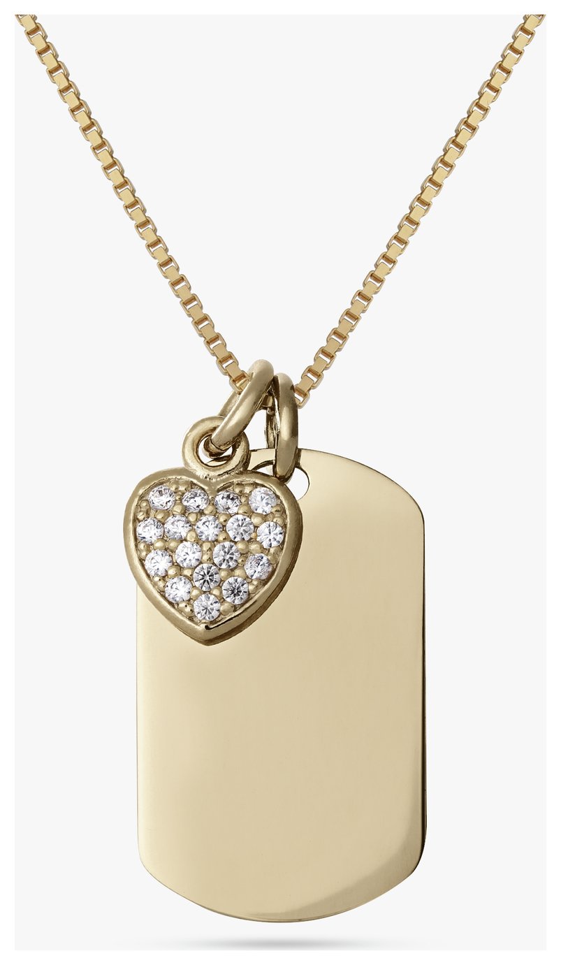 Revere Sterling Silver Dog Tag And Heart Pendant Necklace