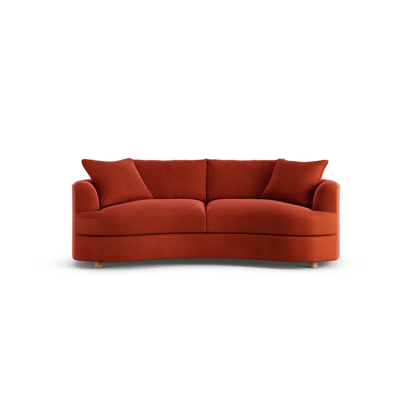 Habitat Sacha Velvet 3 Seater Sofa - Burnt Orange - Ash Leg