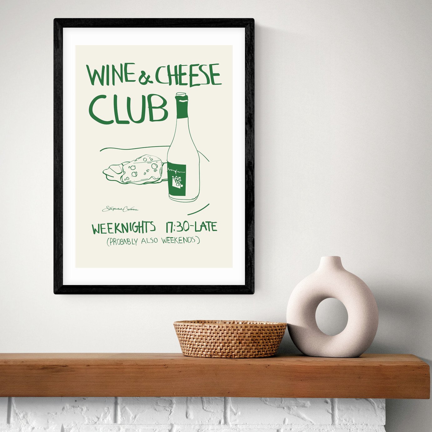 East End Prints Wine Cheese Art Print