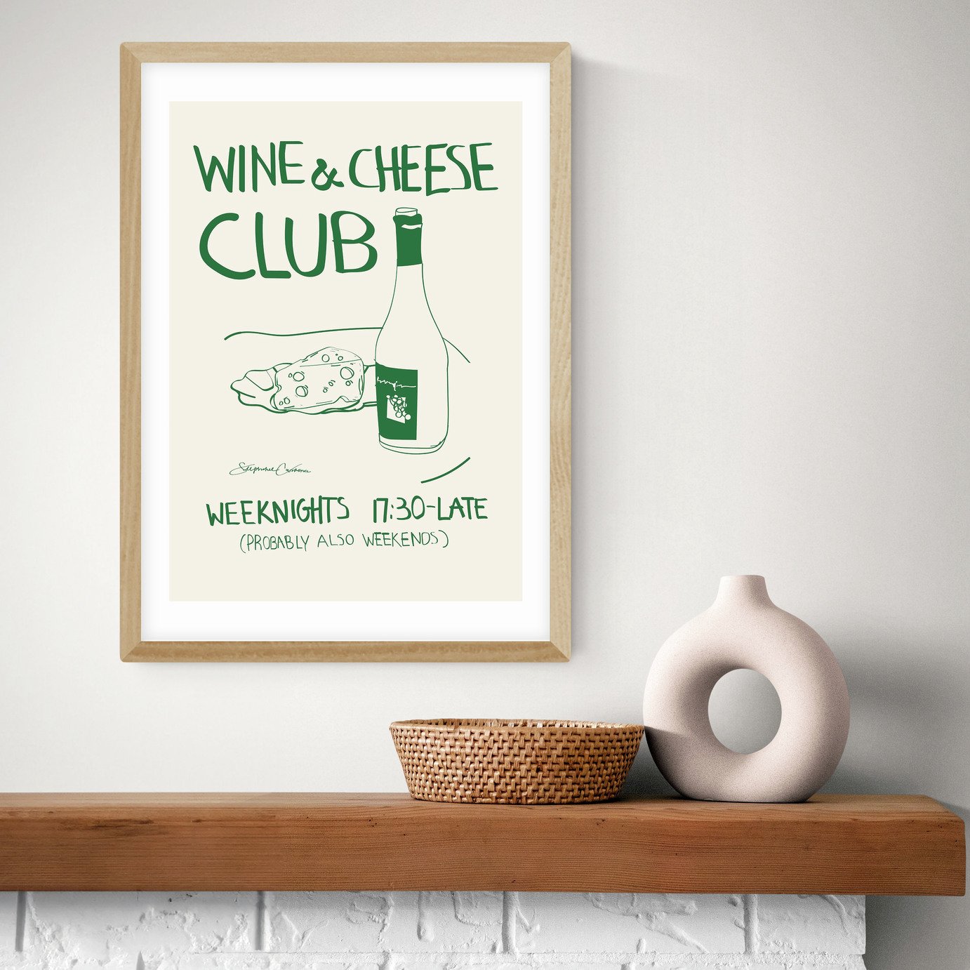 East End Prints Wine Cheese Art Print
