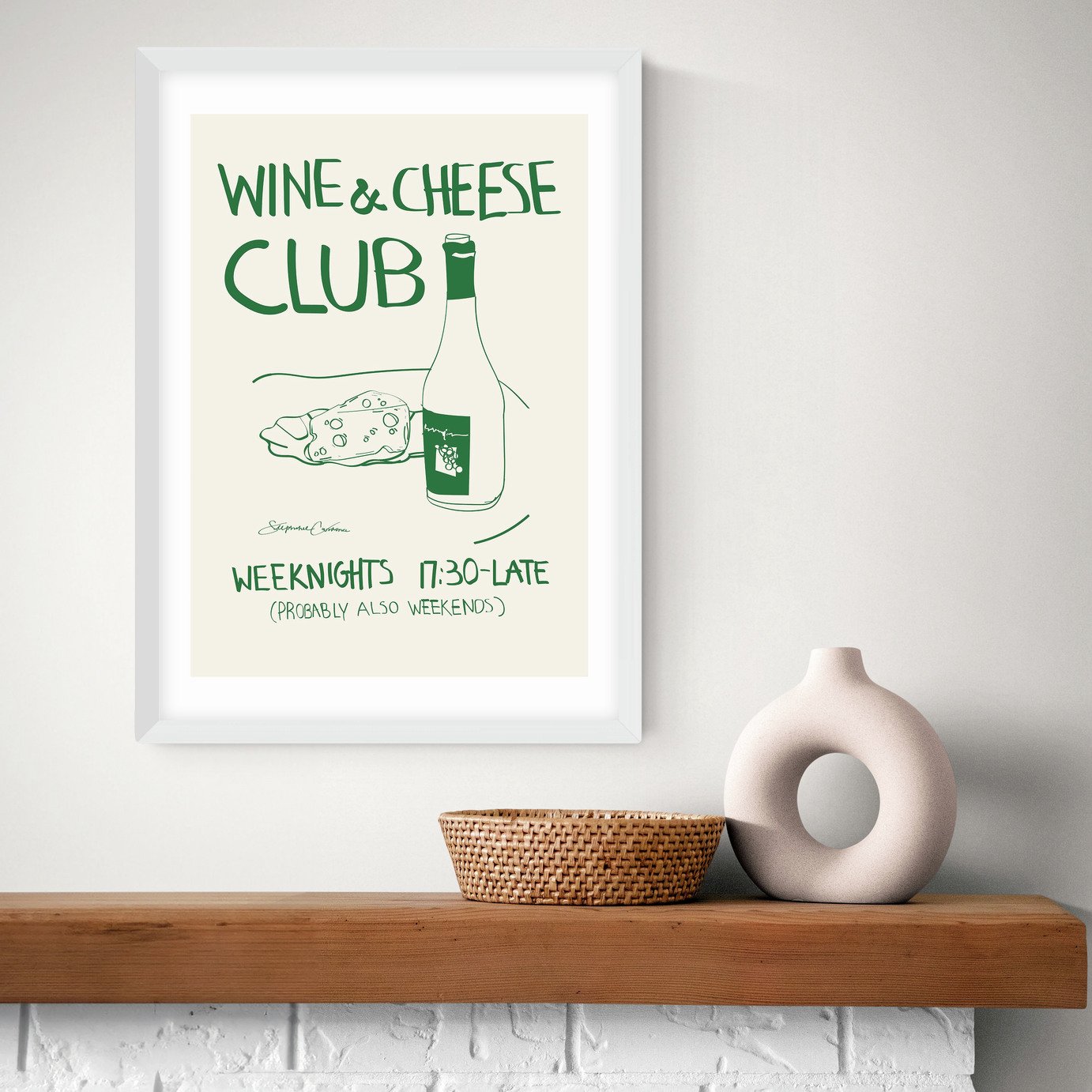 East End Prints Wine Cheese Art Print