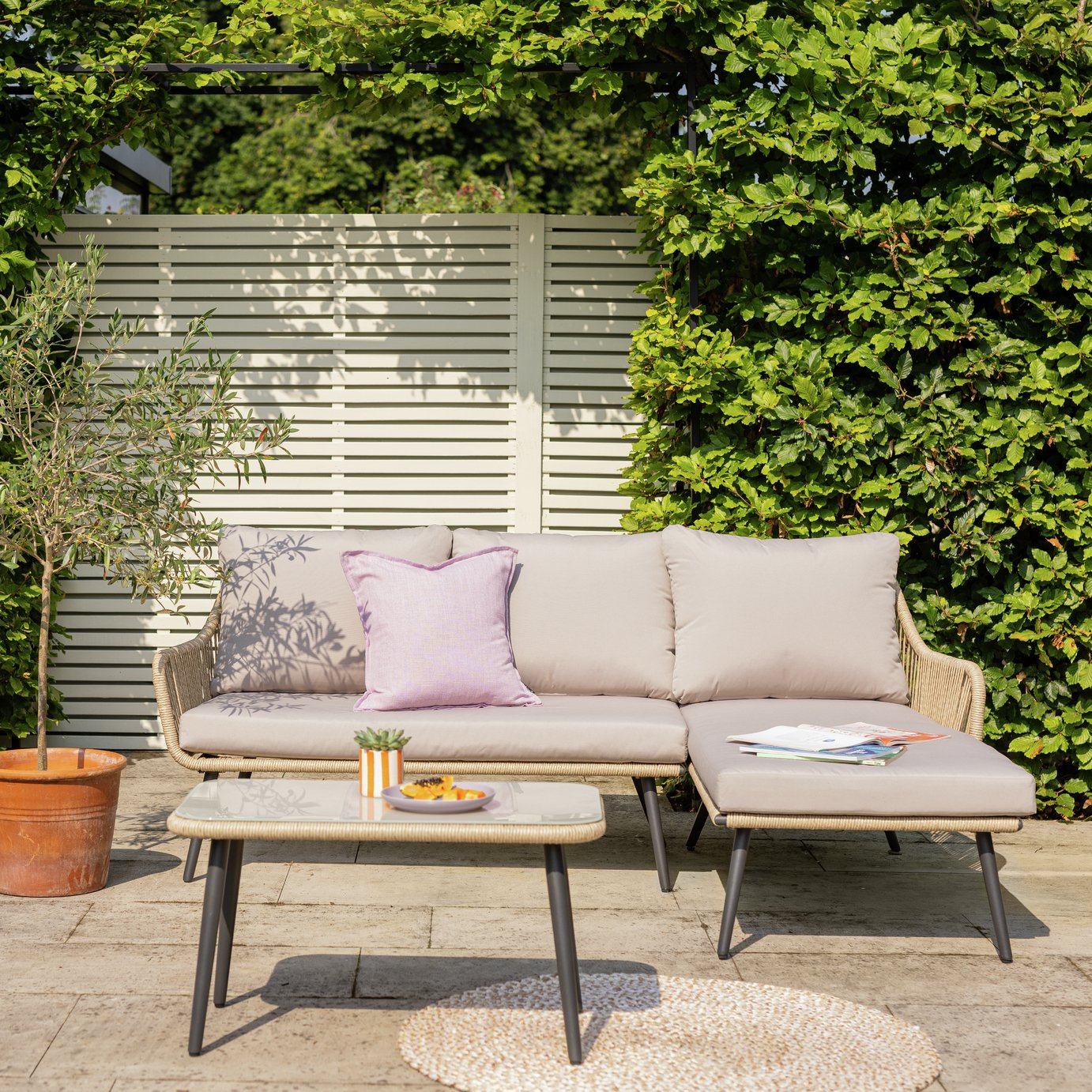 Habitat Malta 3 Seater Rattan Effect Garden Sofa Set