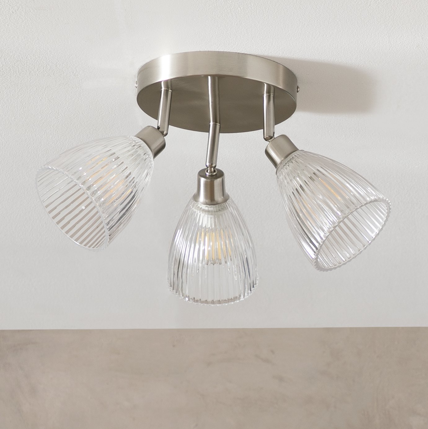Argos Home Steel 3 Lights Ribbed Spotlights - Chrome