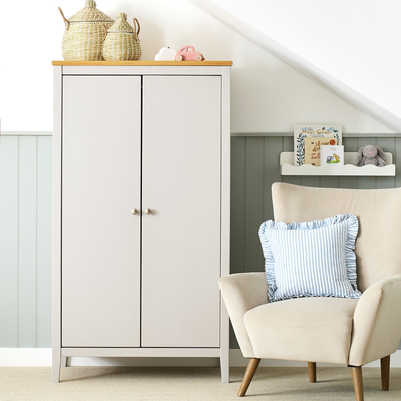 Cuggl Canterbury Nursery 2 Door Wardrobe - Grey