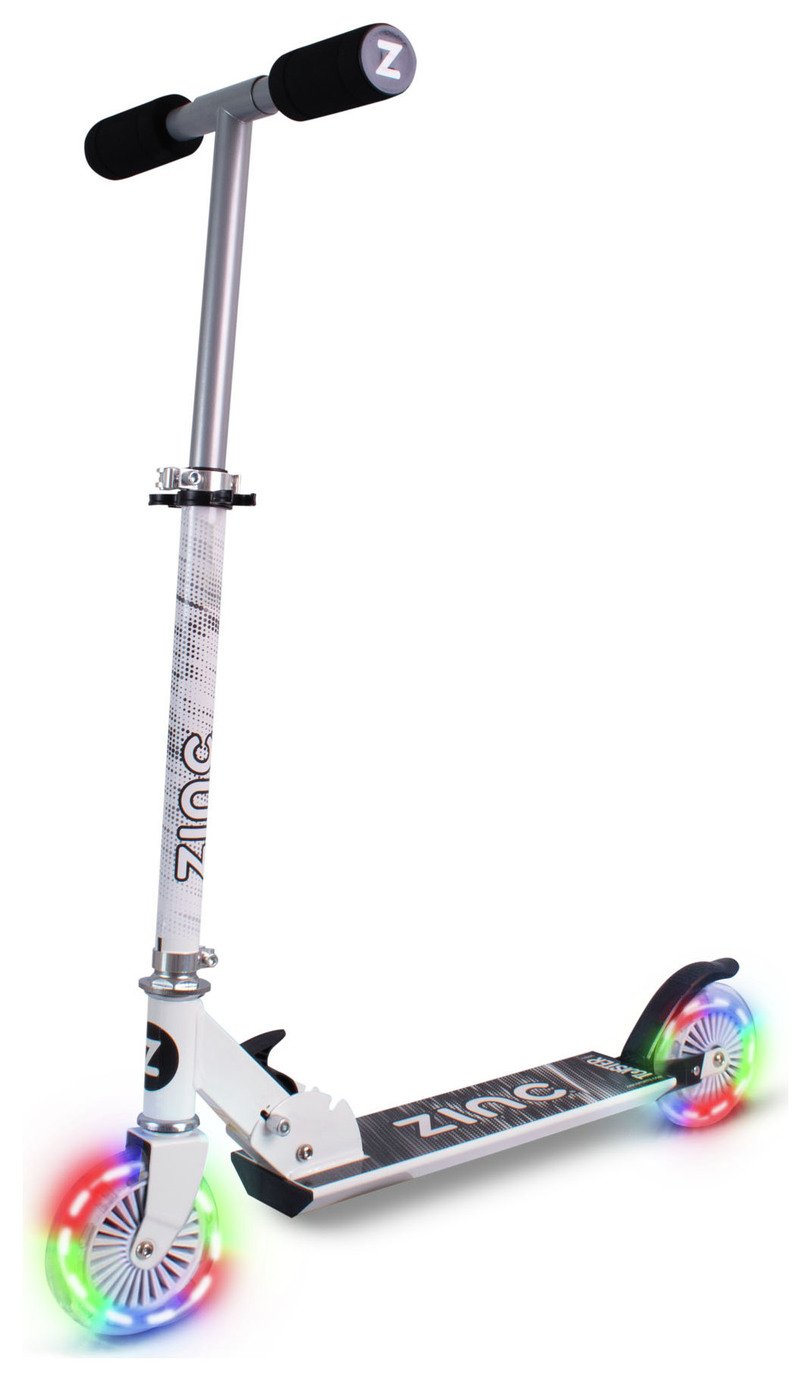 Zinc Twister Light Up Foldable 2 Wheel Scooter - White