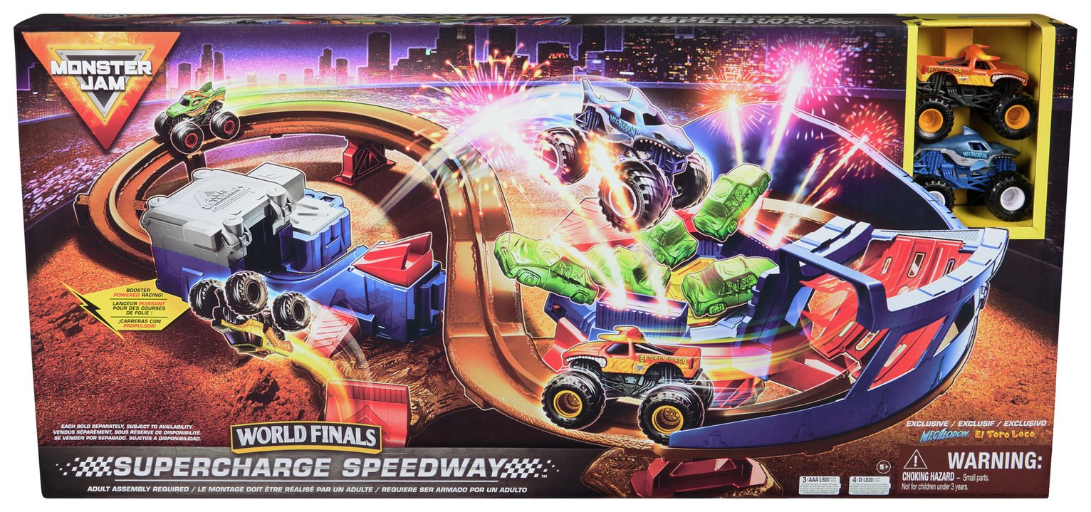 Monster Jam 1:64 Supercharge Monster Truck Speedway Playset