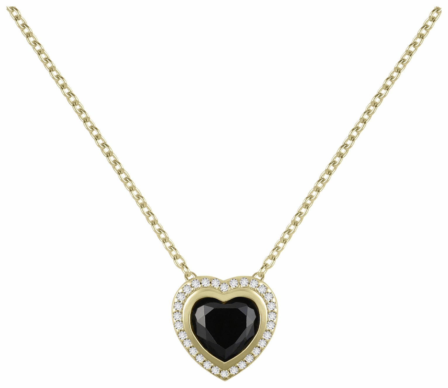 Radley 18ct Gold Plated Black Stone Heart Necklace