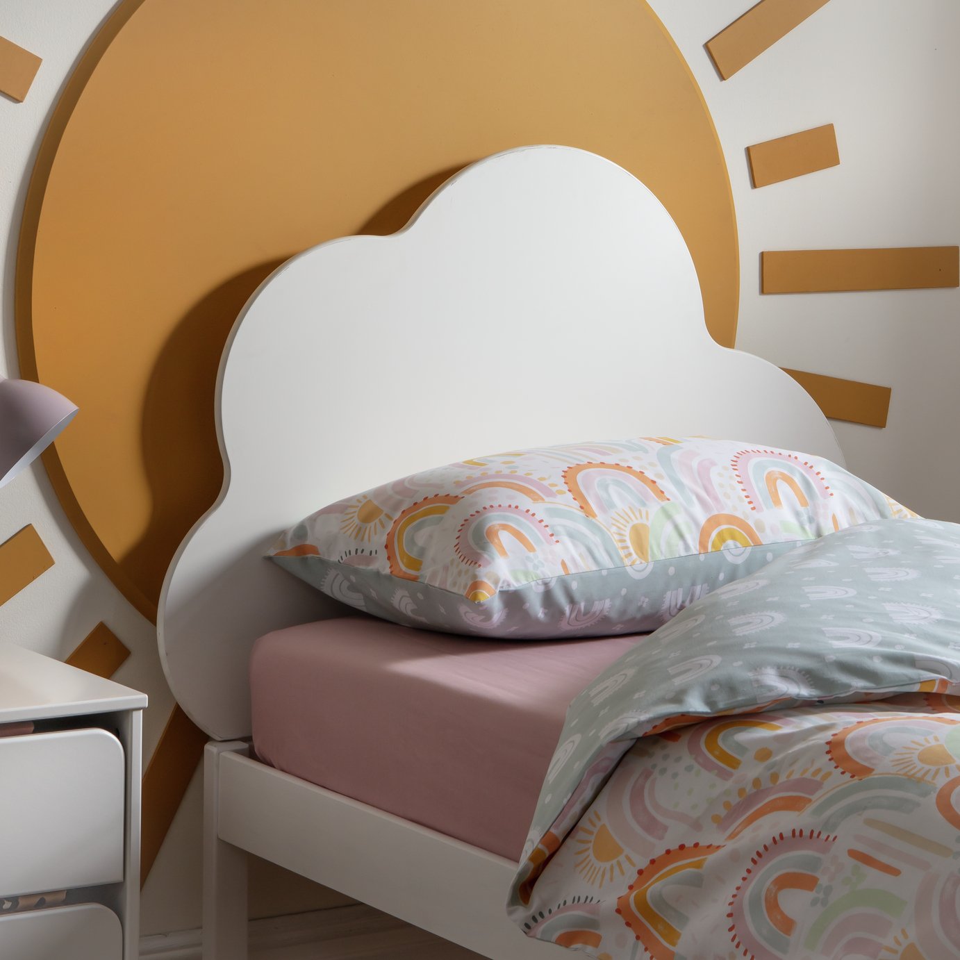 Habitat Cloud Single Bed Frame With Headboard - White