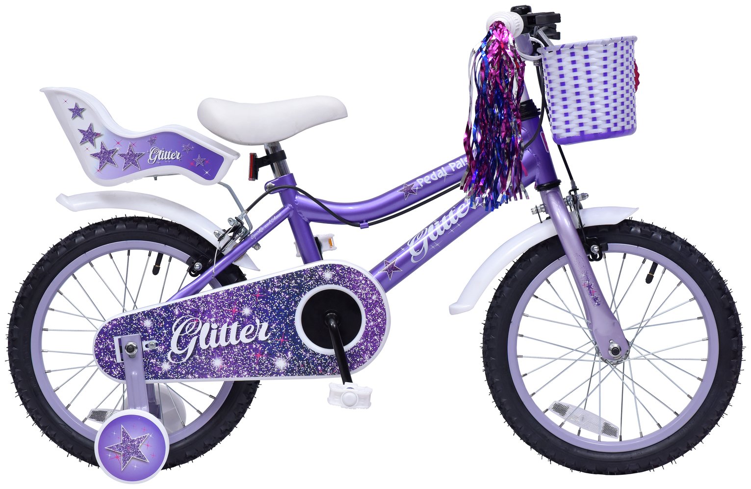 Pedal Pals Glitter 16 Inch Kids Mountain Bike Purple