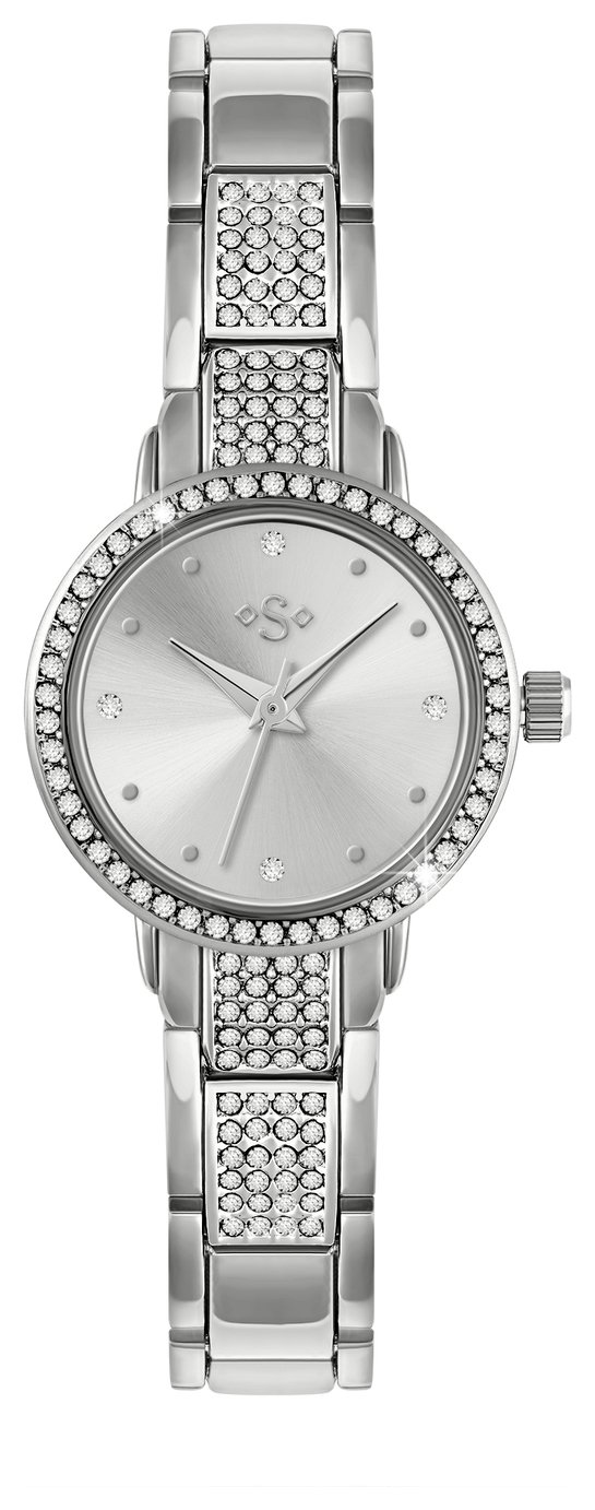 Spirit Ladies Silver Tone Stone Set Bracelet Watch