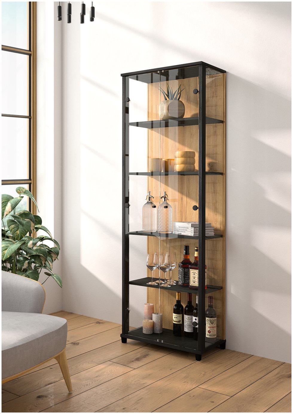 Argos Home Optima 2 Door Glass Display Cabinet