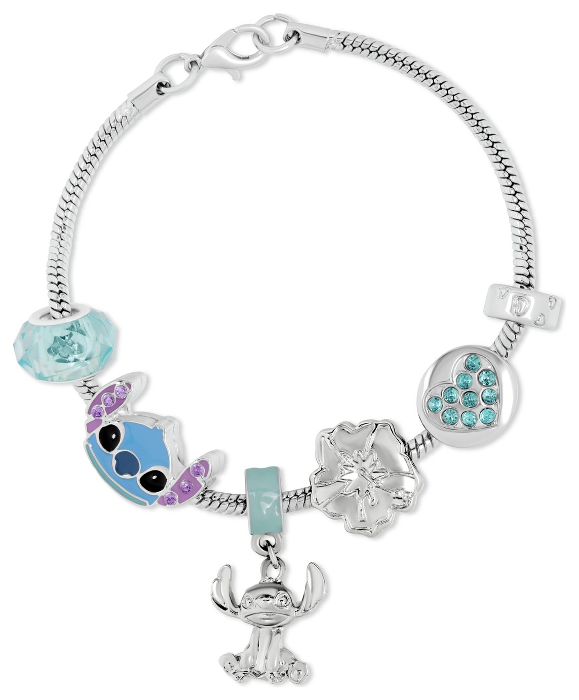 Disney Stitch Silver Plated Charm Bracelet 