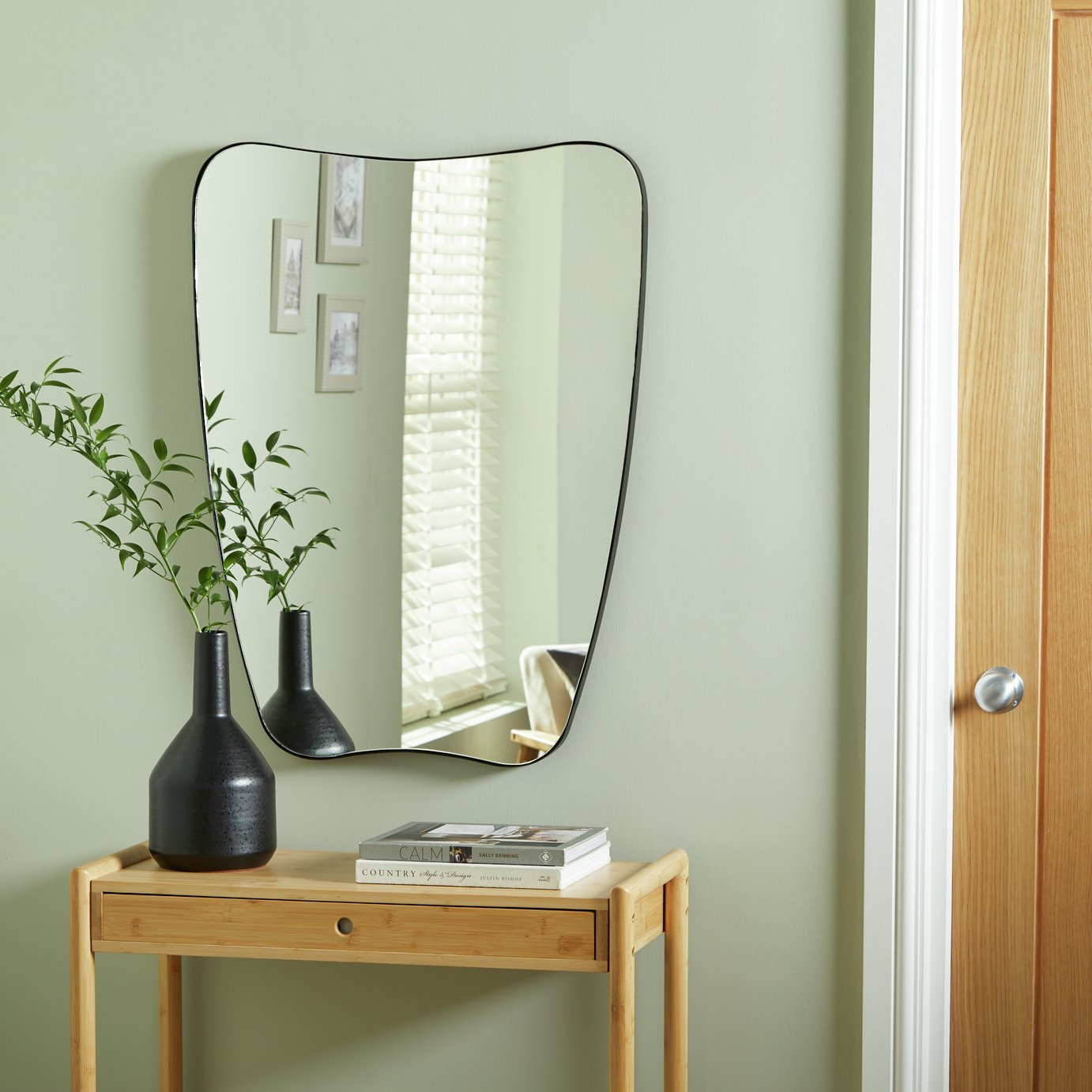 Habitat Black Curved Wall Mirror - 80x60cm