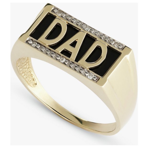 Buy Revere 9ct Gold Plated Sterling Silver DAD Signet Ring Q Mens rings Argos