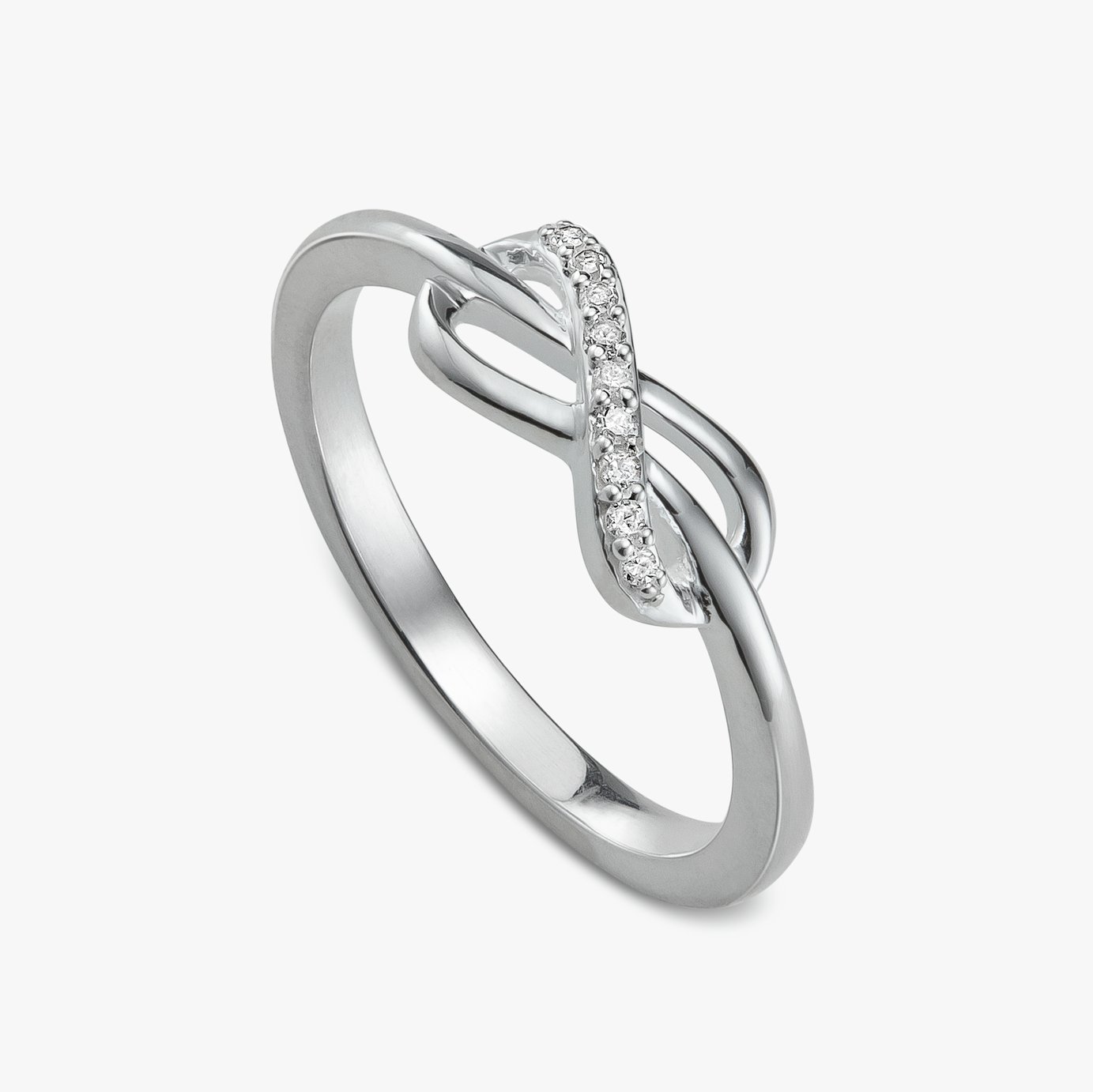 Revere Sterling Silver Diamond Studded Infinity Ring - Small