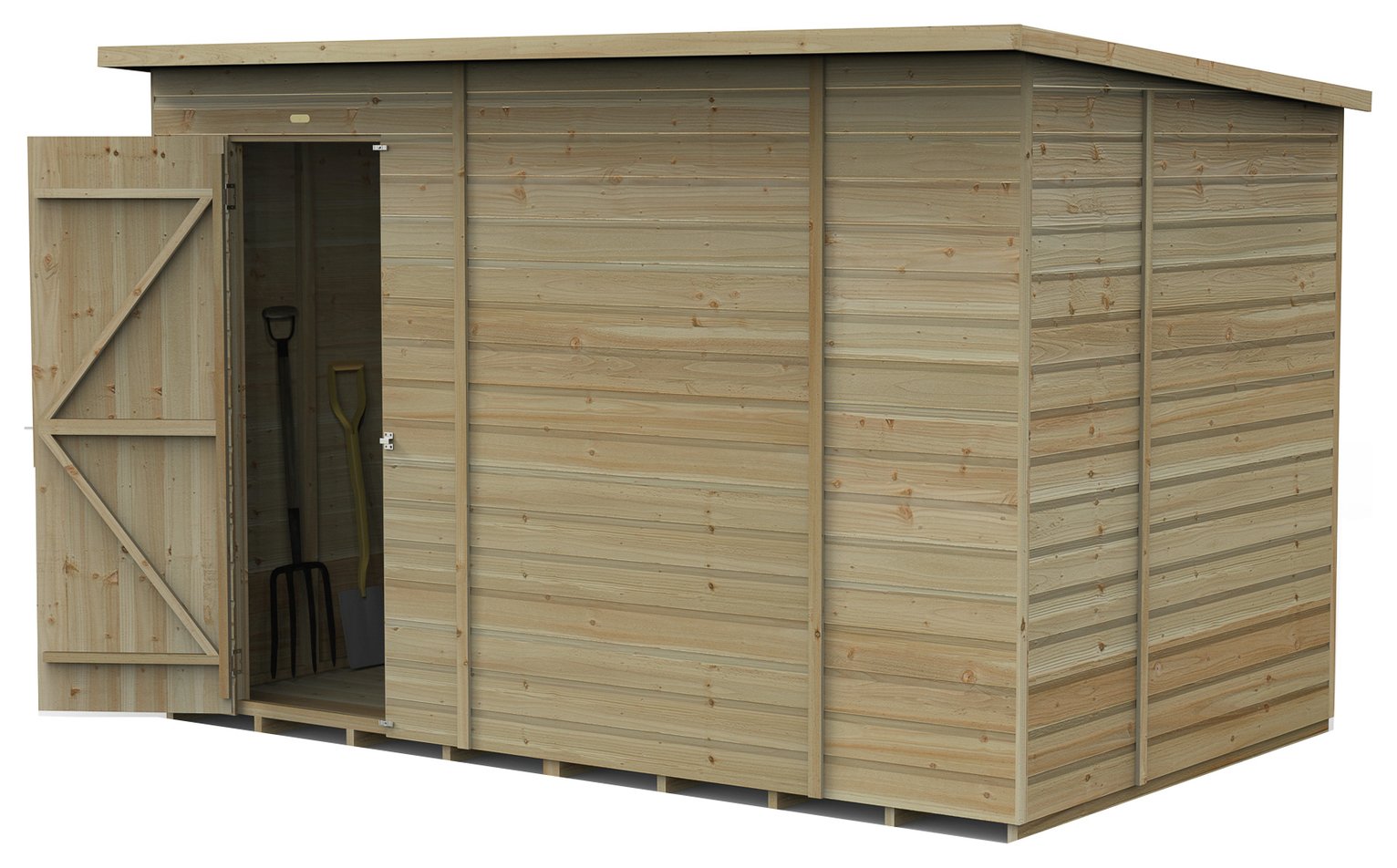 Forest Beckwood Shiplap Windowless Pent Shed - 10 x 6ft