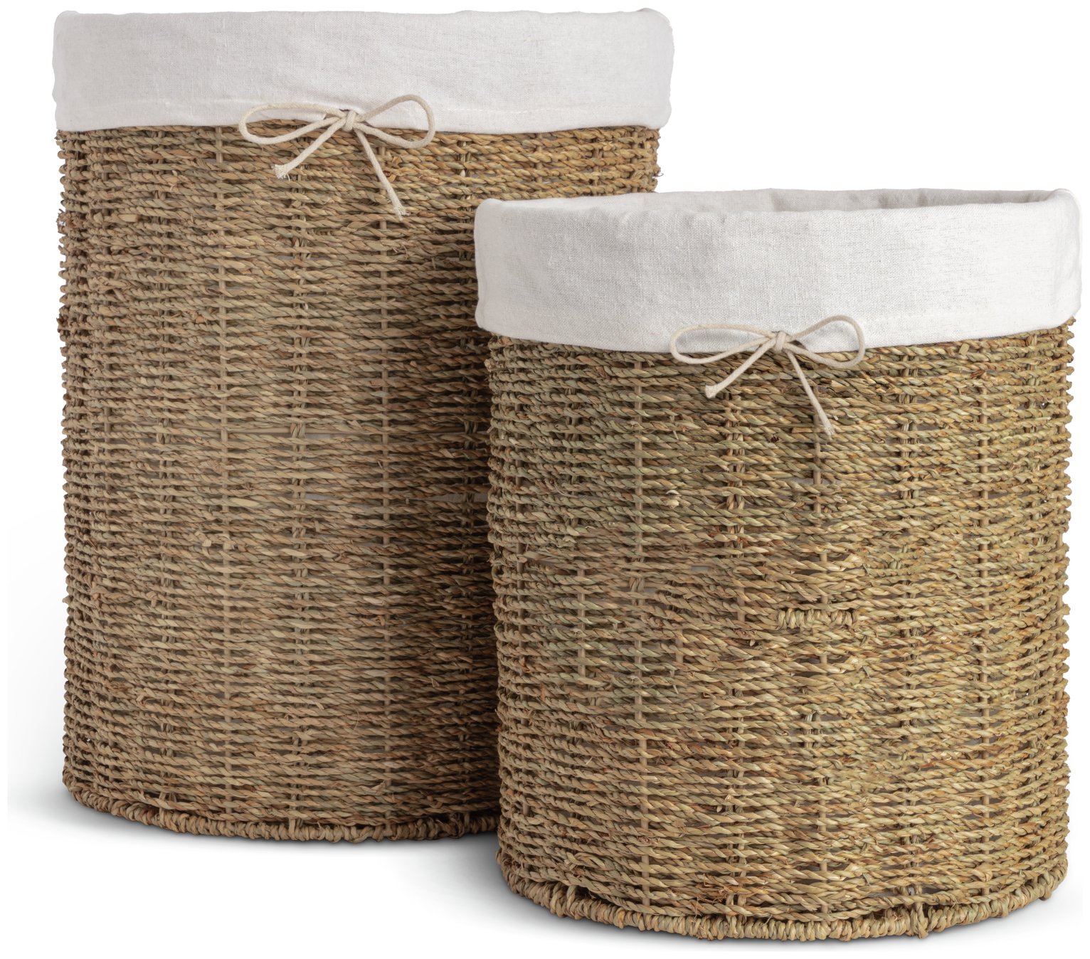 Habitat Pack of 2 Seagrass Lined Storage Basket - Natural