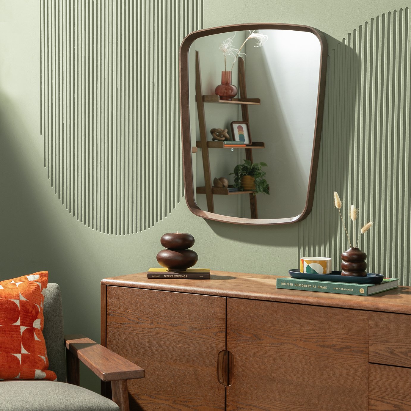 Habitat Solid Walnut Oval Wall Mirror - 72x59cm