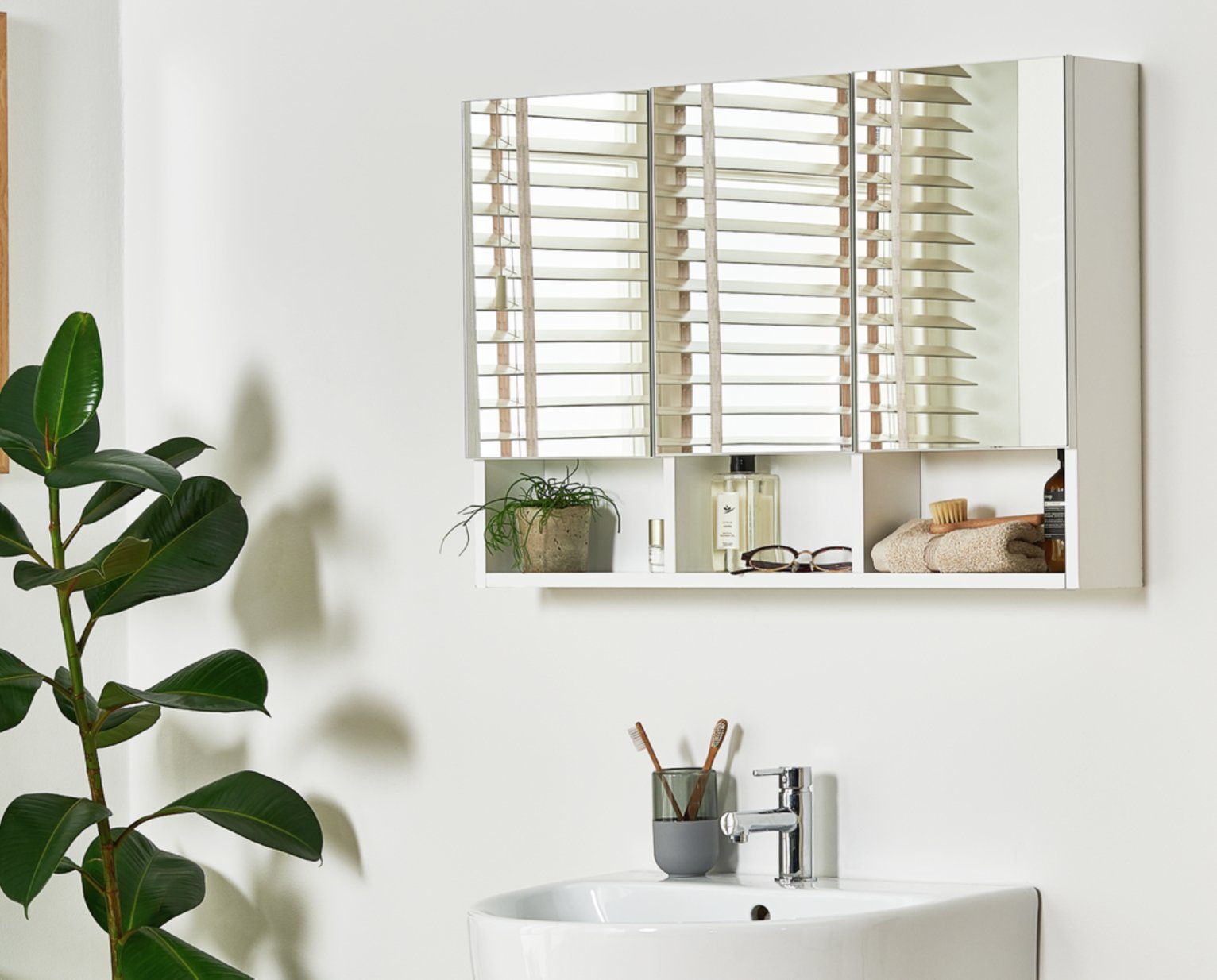 Argos Home 3 Door Mirrored Wall Cabinet - White