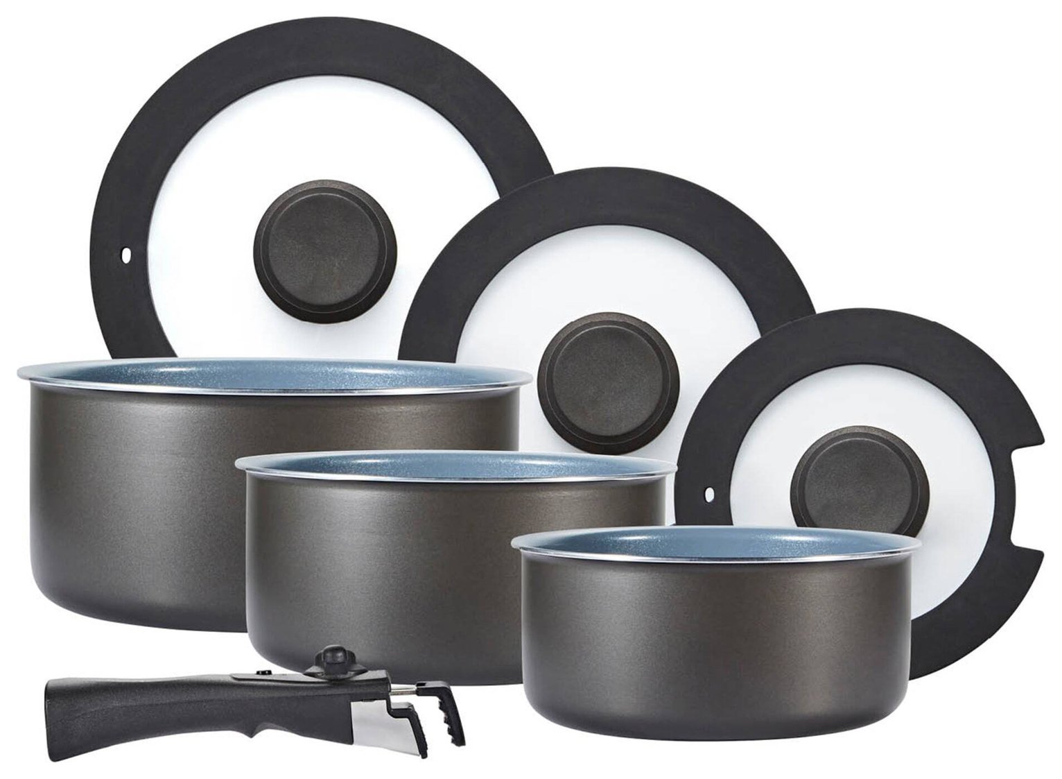 Tower Freedom 7 Piece Aluminium Pan Set - Grey