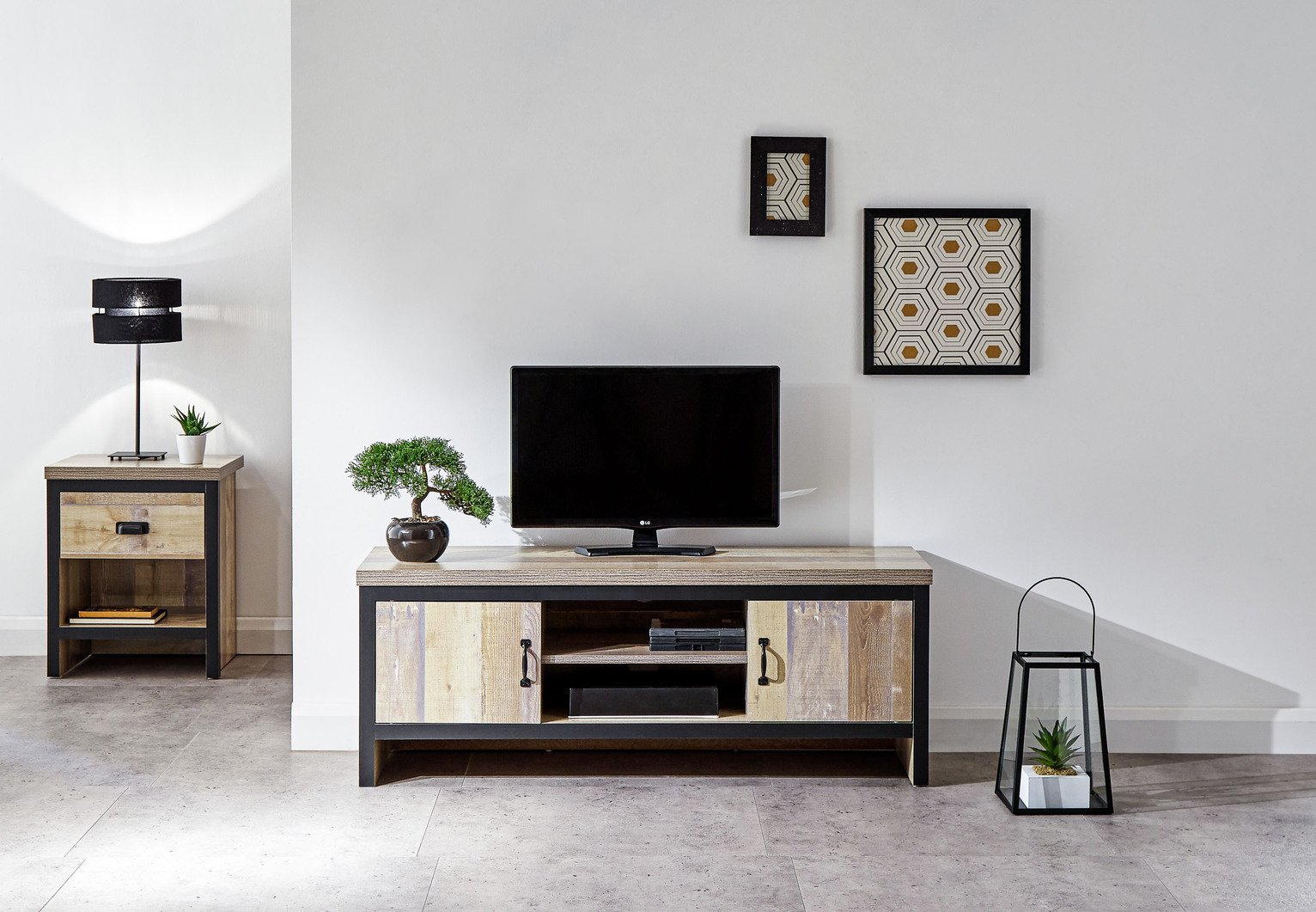 GFW Boston 2 Door TV Unit - Natural