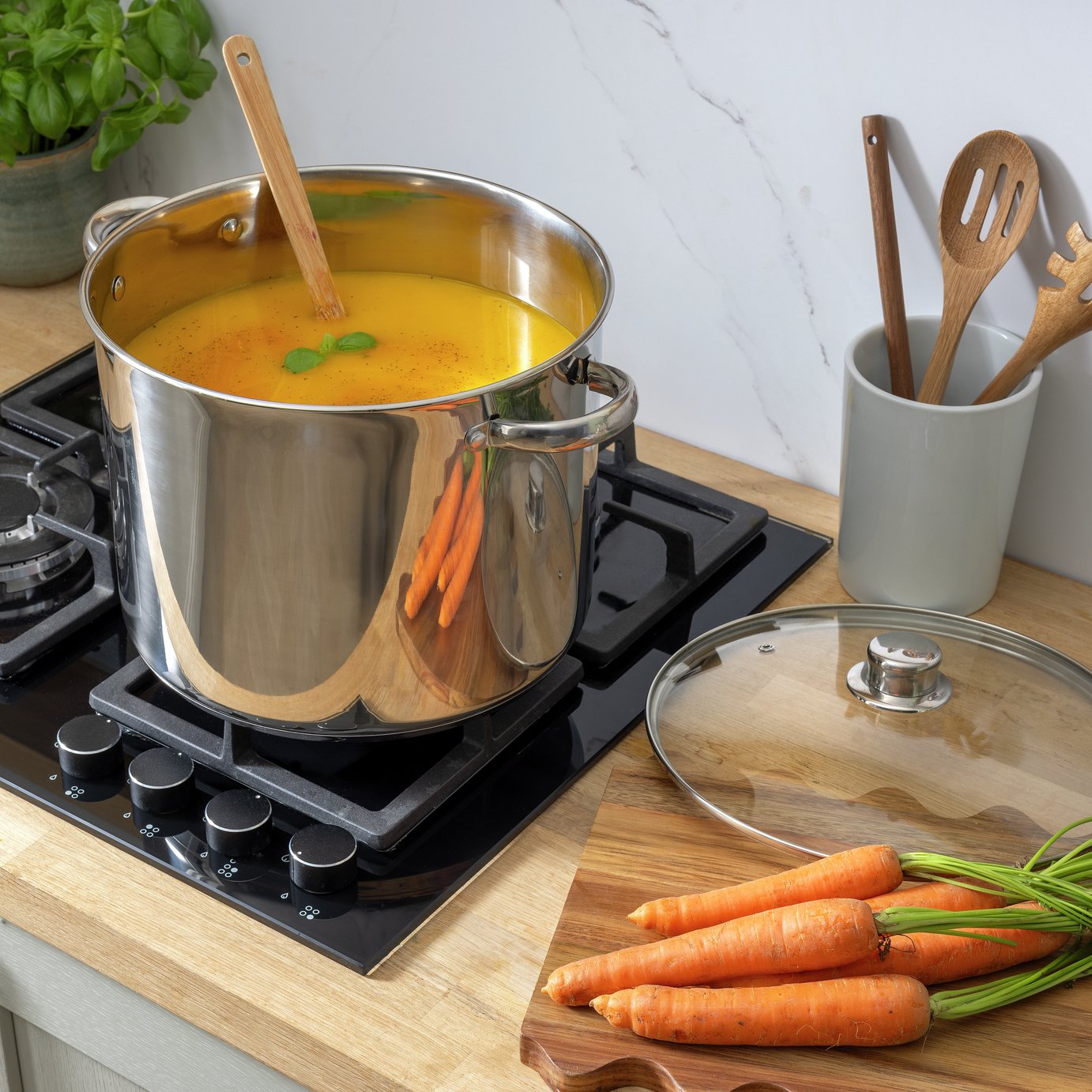 Argos Home 28cm Stainless Steel Stock Pot