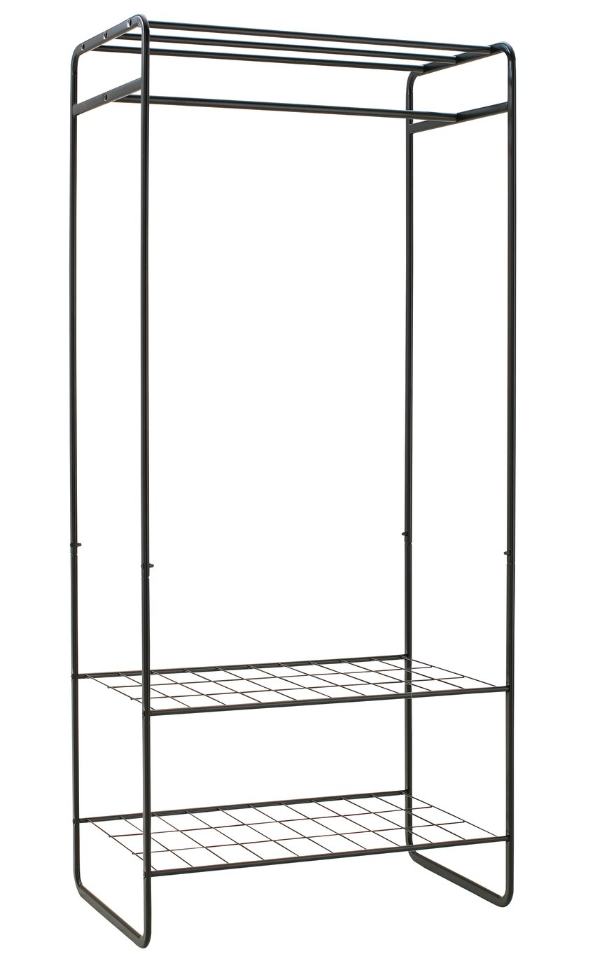 Argos Home Clothes Rail with Shelves - Black