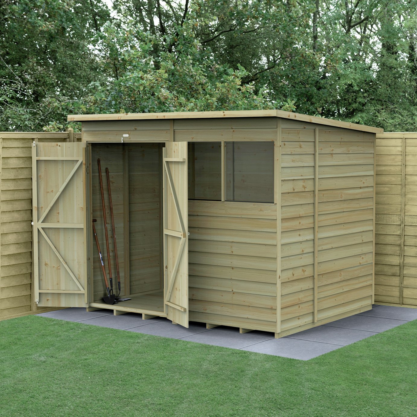 Forest 4Life Overlap 2 Windows Pent Shed - 8 x 6ft