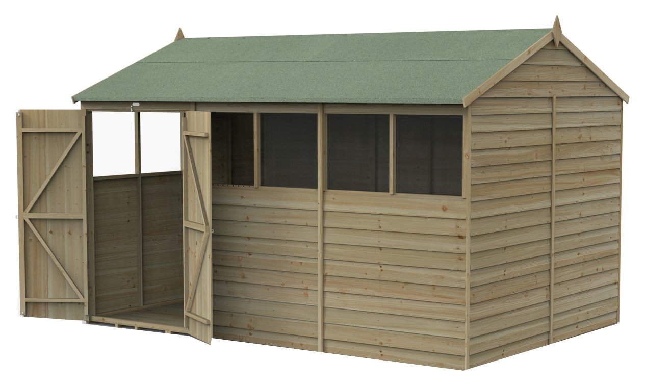 Forest 4Life Overlap 6 Windows Reverse Apex Shed - 12 x 8ft