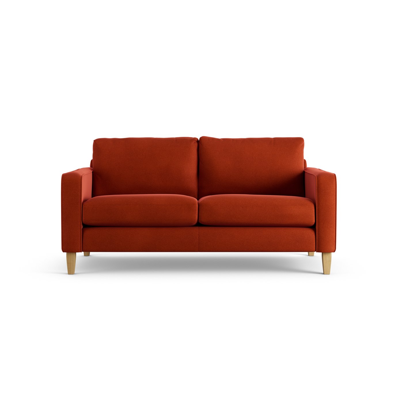 Habitat Flint Velvet 2 Seater Sofa - Burnt Orange- Ash Leg