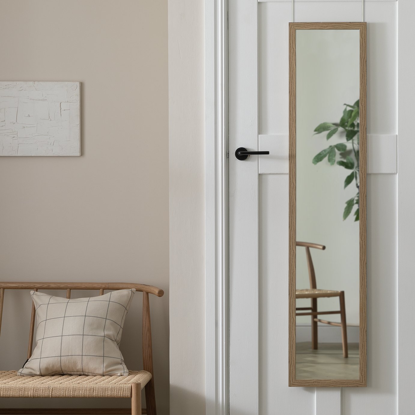  Home Essentials Oak Full Length Over the Door Mirror