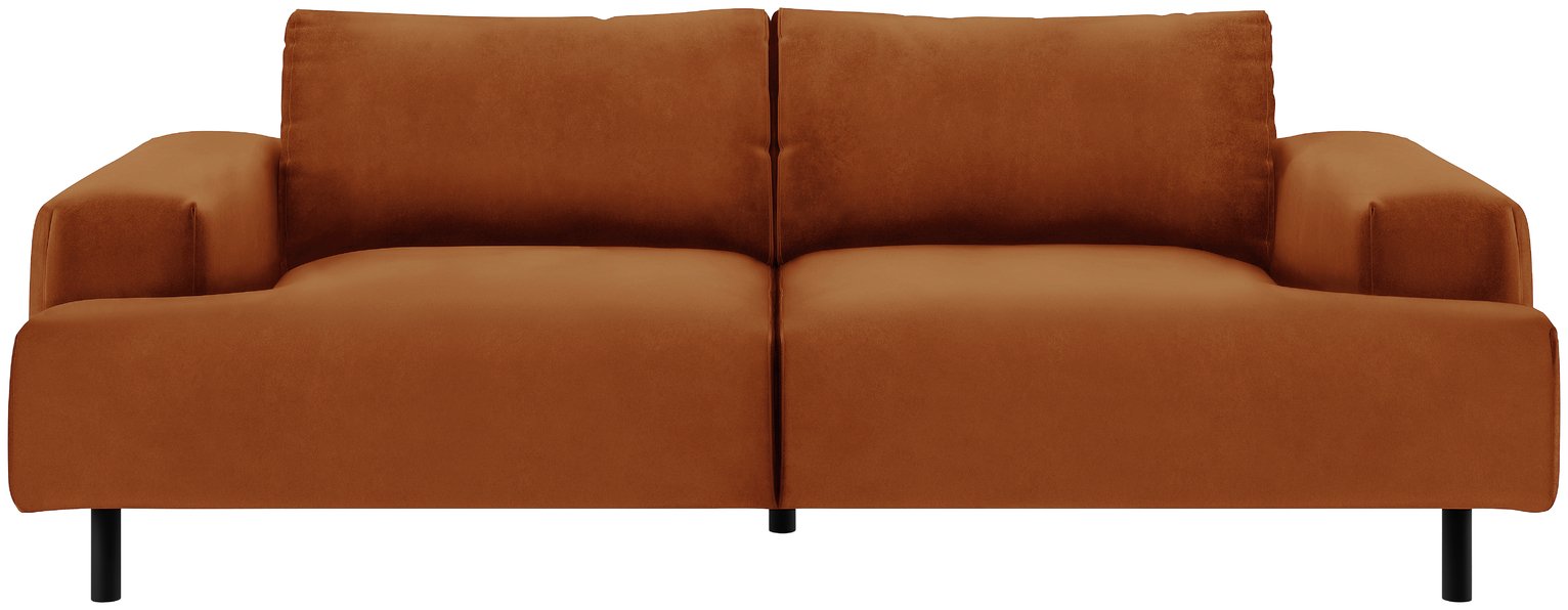 Habitat Julien Velvet 3 Seater Sofa - Orange