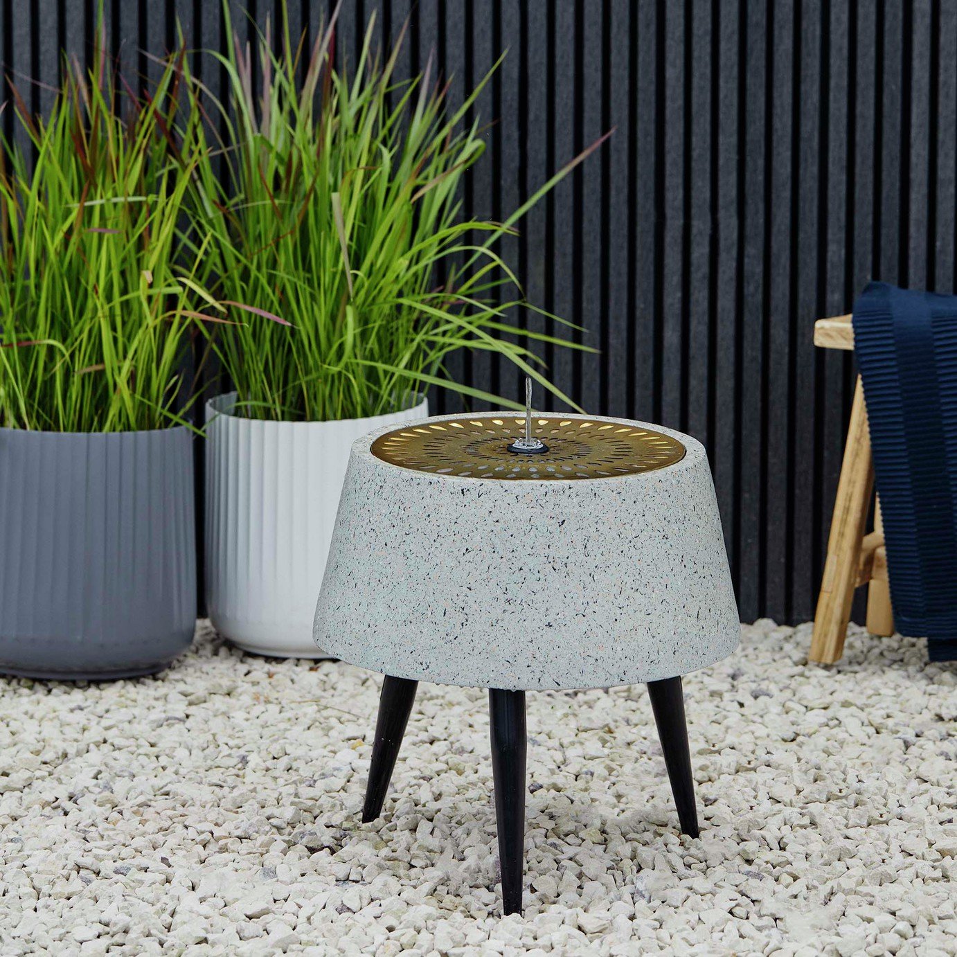 Ivyline Solis Water Feature with Light Display - Terrazzo