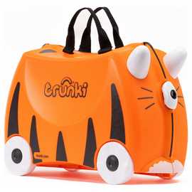 Trunki Tipu Tiger 4 Wheel Hard Kids Ride-On Suitcase -Orange