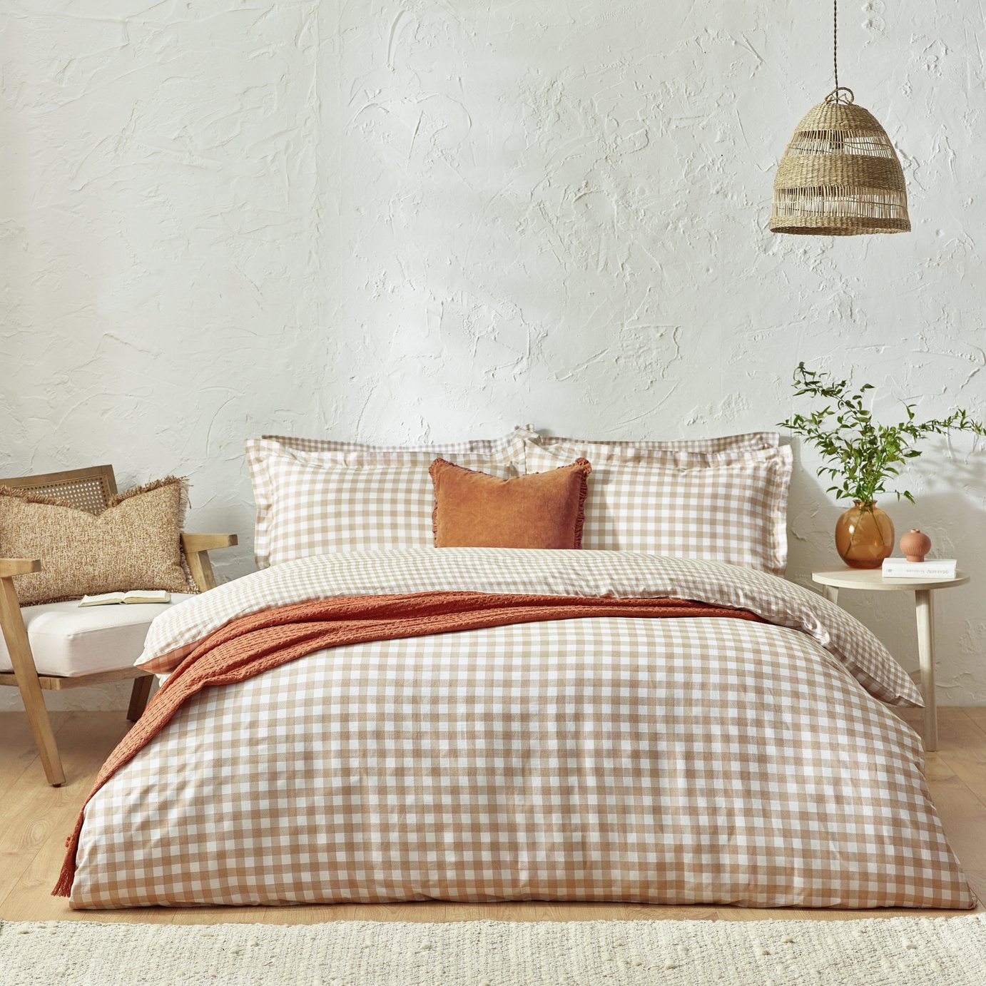 Yard Barton Cotton Check Biscuit Bedding Set