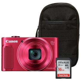 Canon PowerShot SX620 HS 20MP 25x Zoom Camera Bundle - Red
